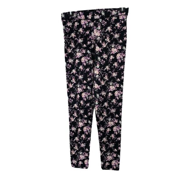 PINK Victorias Secret Leggings Black Pink Floral M - Picture 1 of 5